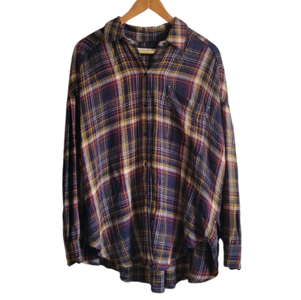 FREE PEOPLE We The Free Hidden Valley Plaid Oversized Flannel XS